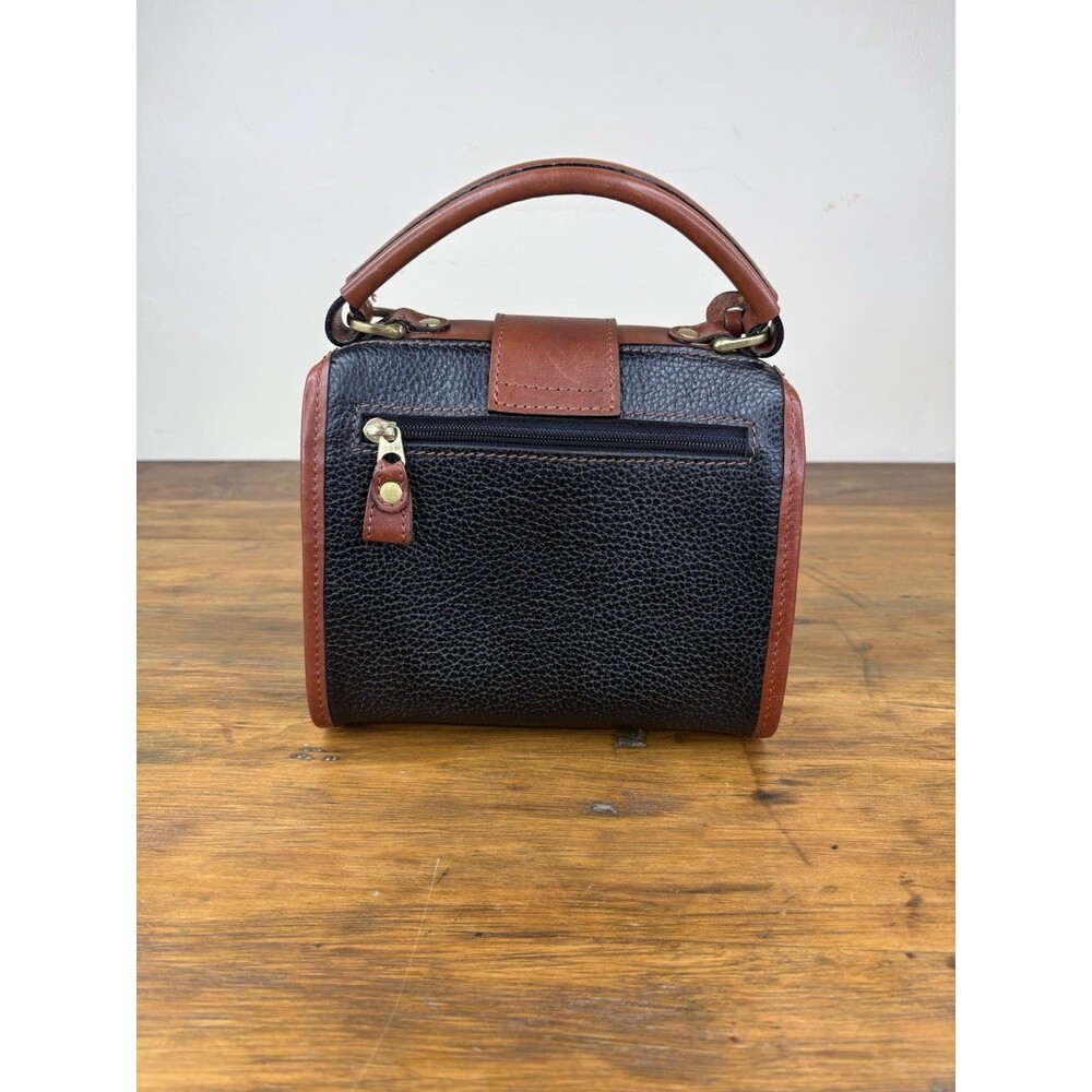 Vtg Liz Claiborne Leather Doctor Bag Satchel Purse Cognac Brown Top Handle - Picture 3 of 16